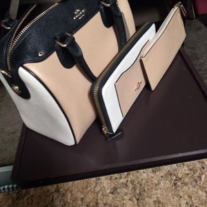 Coach hand bag,  matching wallet and Bill fold insert